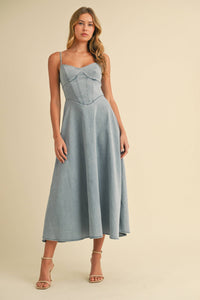 DENIM A-LINE MIDI DRESS