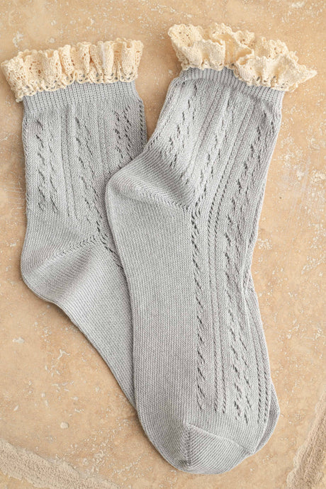 POINTELLE CROCHET TRIM SOCKS