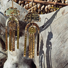 Load image into Gallery viewer, Hammered brass chandelier big earrings