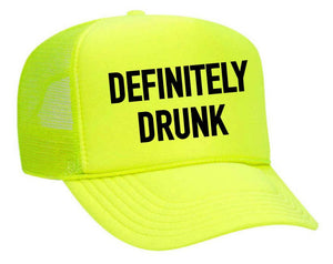 Definitely Drunk Trucker Hat: Jade/White