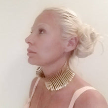Load image into Gallery viewer, Brass reeds leather Collar choker necklace