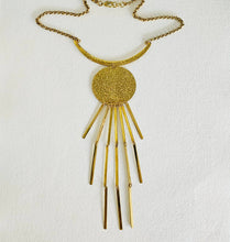 Load image into Gallery viewer, Moon Rays Necklace hammered brass collar