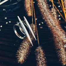 Load image into Gallery viewer, Solid brass double spike needle ring