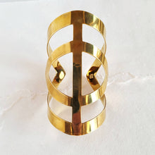 Load image into Gallery viewer, Brass aztec cut out cuff bangle bracelet