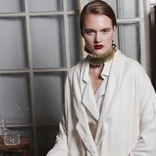 Load image into Gallery viewer, Brass reeds leather Collar choker necklace