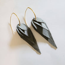 Load image into Gallery viewer, Leather Feather Earrings  Bone / Gold / Small