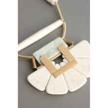 Load image into Gallery viewer, White stone &amp; jade lotus necklace