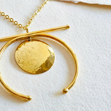 Load image into Gallery viewer, Brass hammered pendant necklace