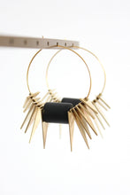 Load image into Gallery viewer, black brass geo hoops