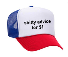 Load image into Gallery viewer, Shitty Advice for $1 Trucker Hat: Royal Blue/White