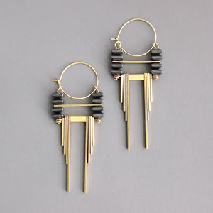 ArtDeco hematite and brass hoop