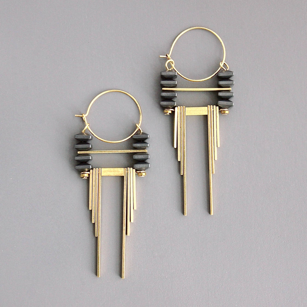 ArtDeco hematite and brass hoop