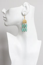 Load image into Gallery viewer, Turquoise brass geo earrings