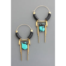 Load image into Gallery viewer, Art Deco Turq Hoop Earrings