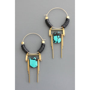 Art Deco Turq Hoop Earrings