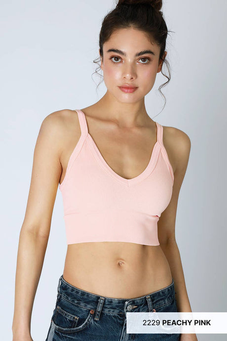 Ribbed V-Neck Bra Top
