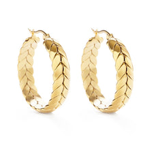 Load image into Gallery viewer, Braided Gold Hoops