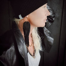 Load image into Gallery viewer, Leather Feather Earrings  Bone / Gold / Small