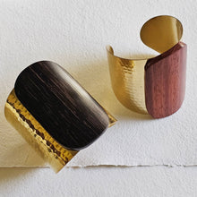Load image into Gallery viewer, Brass hammered Tahiti Cuff horn bracelet