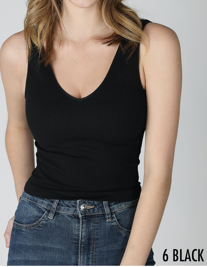 Ribbed V Neck Crop Top